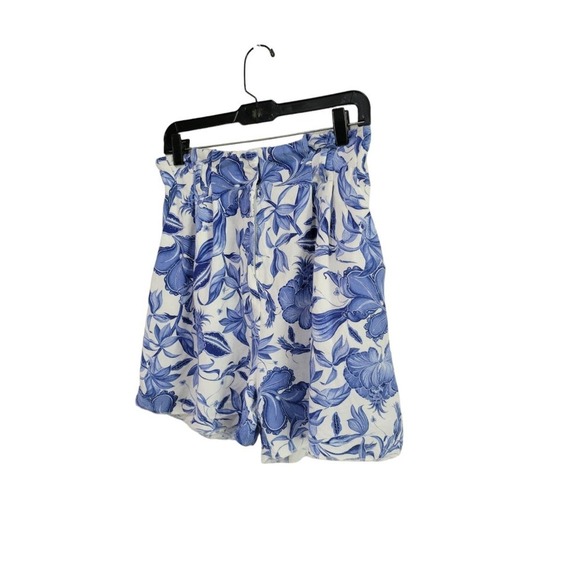 H&M Linen‎ Blend Floral Printed Paperbag High Waisted Shorts Size 6 - Picture 3 of 8